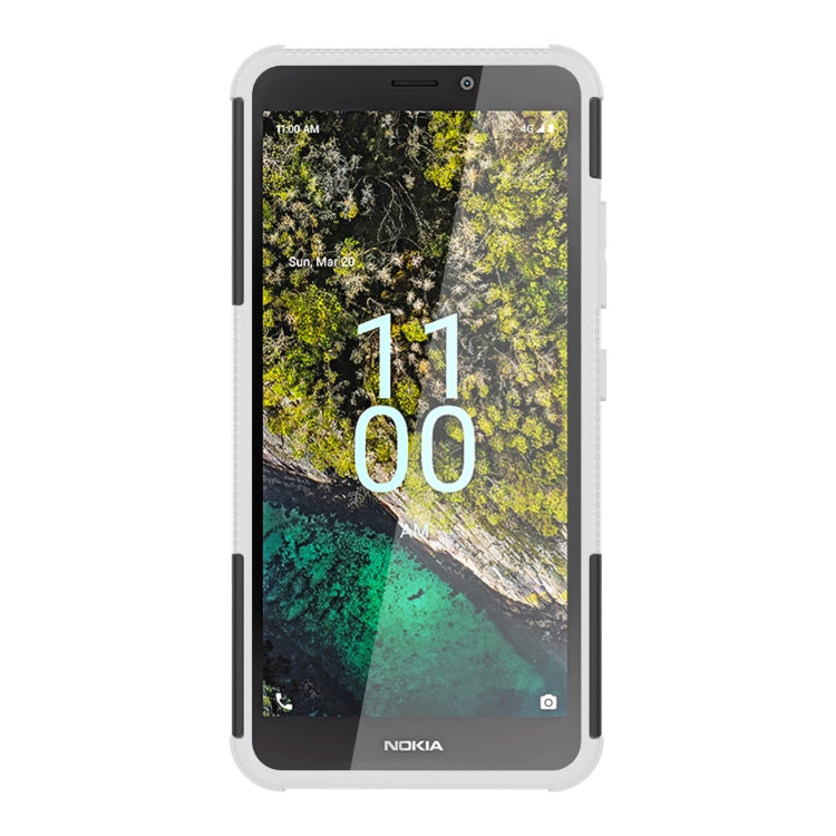 For Nokia C100 Tire Texture TPU + PC Phone Case with Holder
