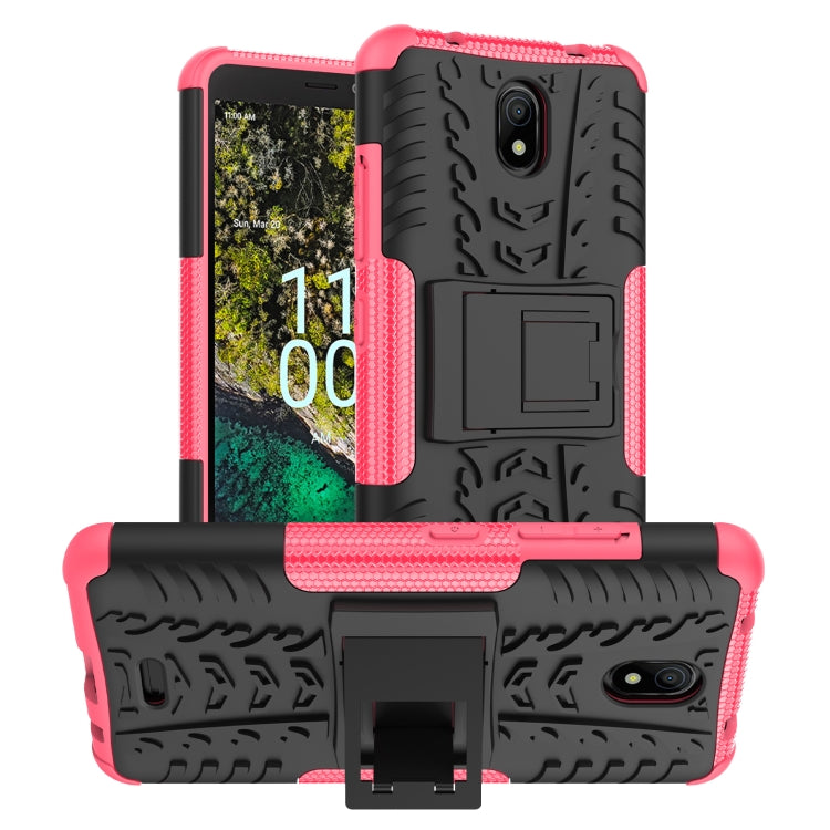 For Nokia C100 Tire Texture TPU + PC Phone Case with Holder