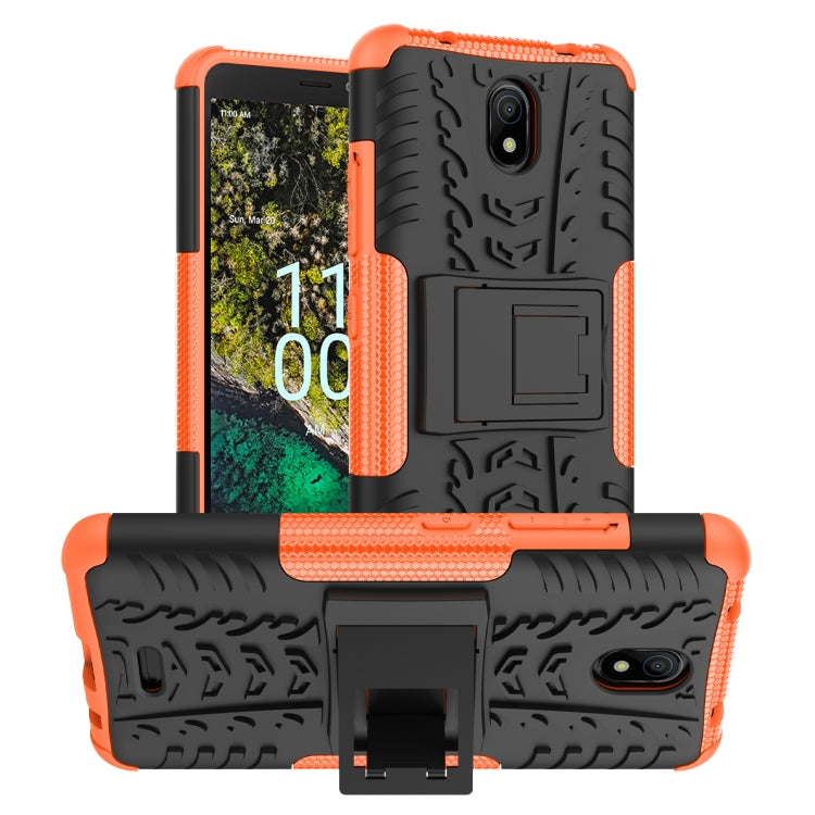 For Nokia C100 Tire Texture TPU + PC Phone Case with Holder