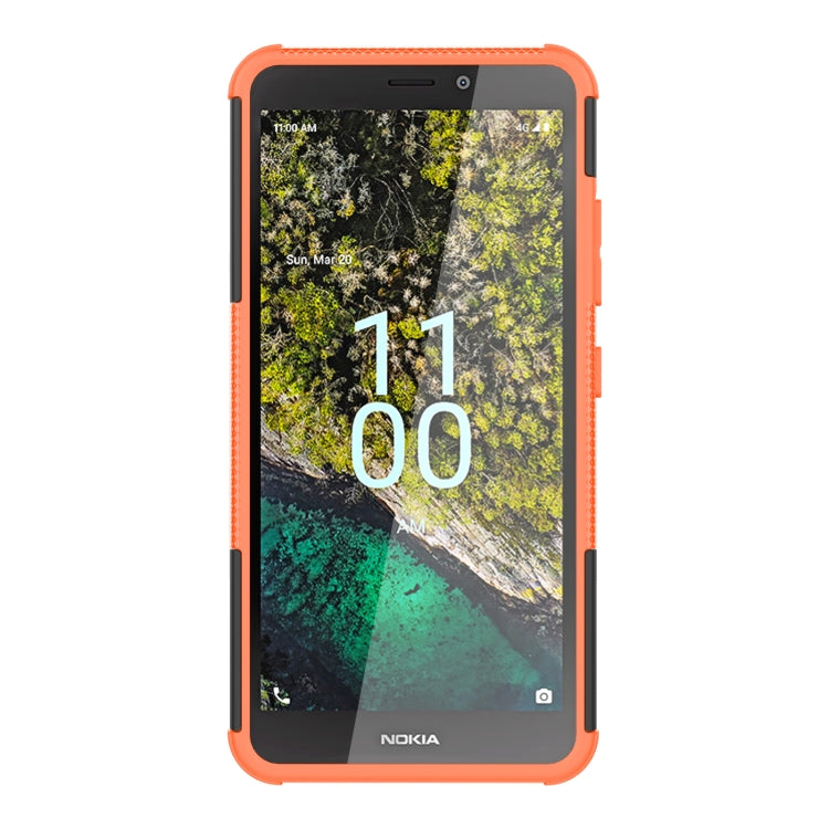 For Nokia C100 Tire Texture TPU + PC Phone Case with Holder