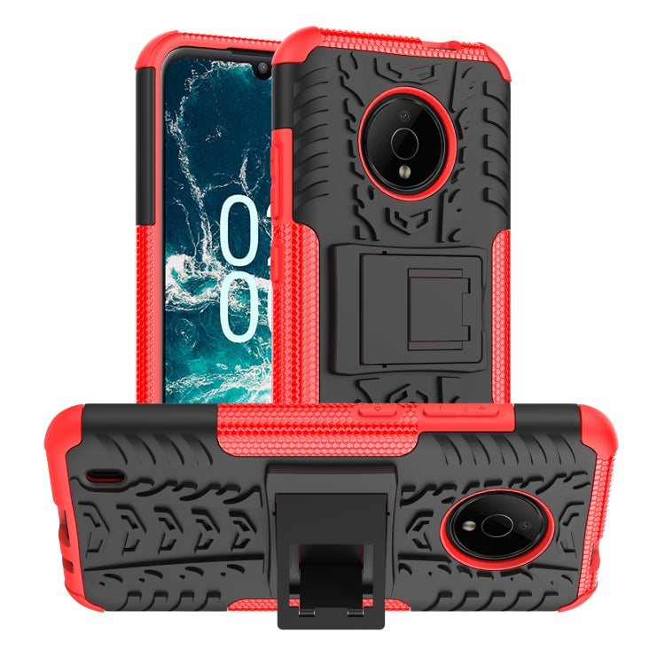 For Nokia C200 Tire Texture TPU + PC Phone Case with Holder