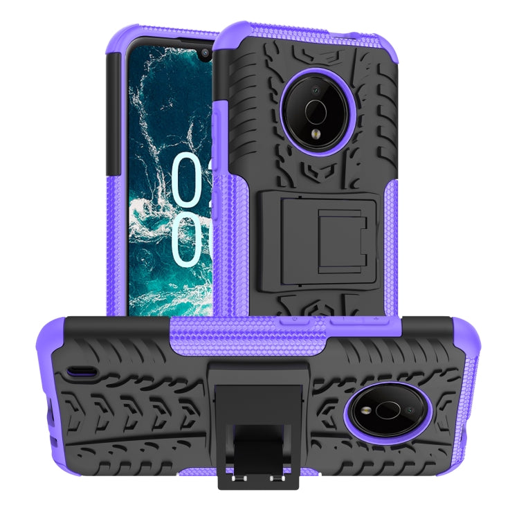 For Nokia C200 Tire Texture TPU + PC Phone Case with Holder