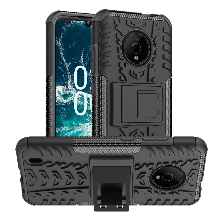 For Nokia C200 Tire Texture TPU + PC Phone Case with Holder