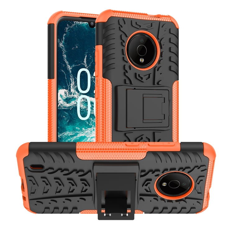 For Nokia C200 Tire Texture TPU + PC Phone Case with Holder