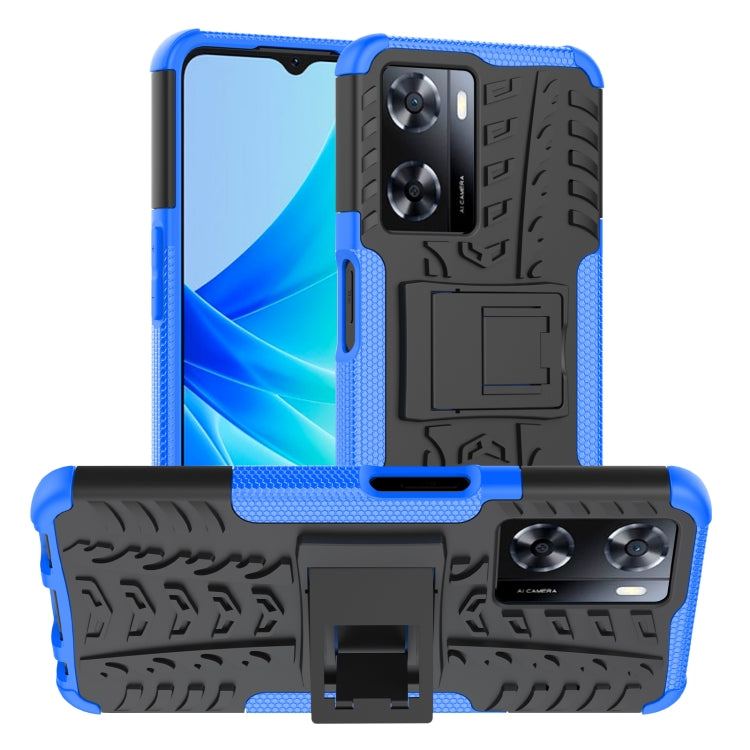 For OPPO A57 4G Tire Texture TPU + PC Phone Case with Holder