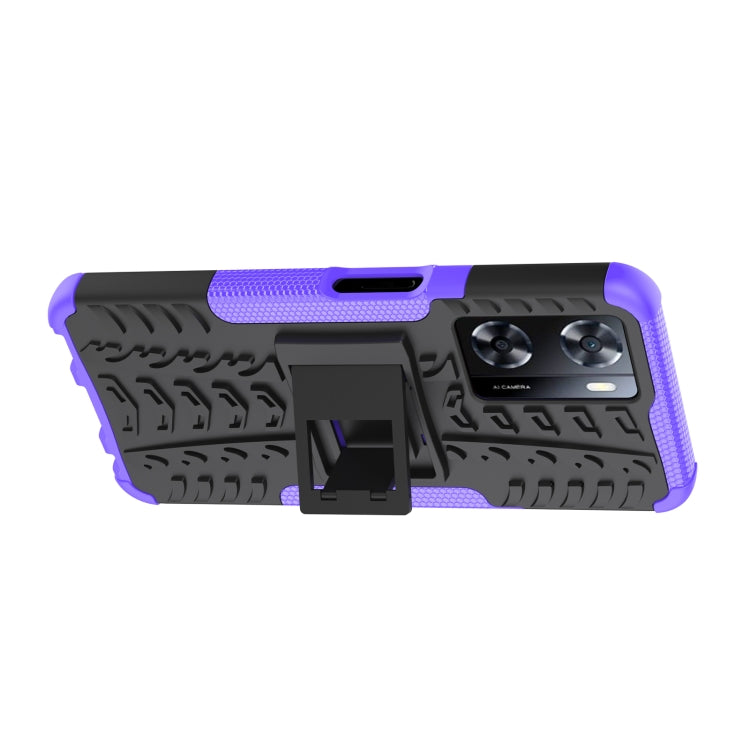 For OPPO A57 4G Tire Texture TPU + PC Phone Case with Holder