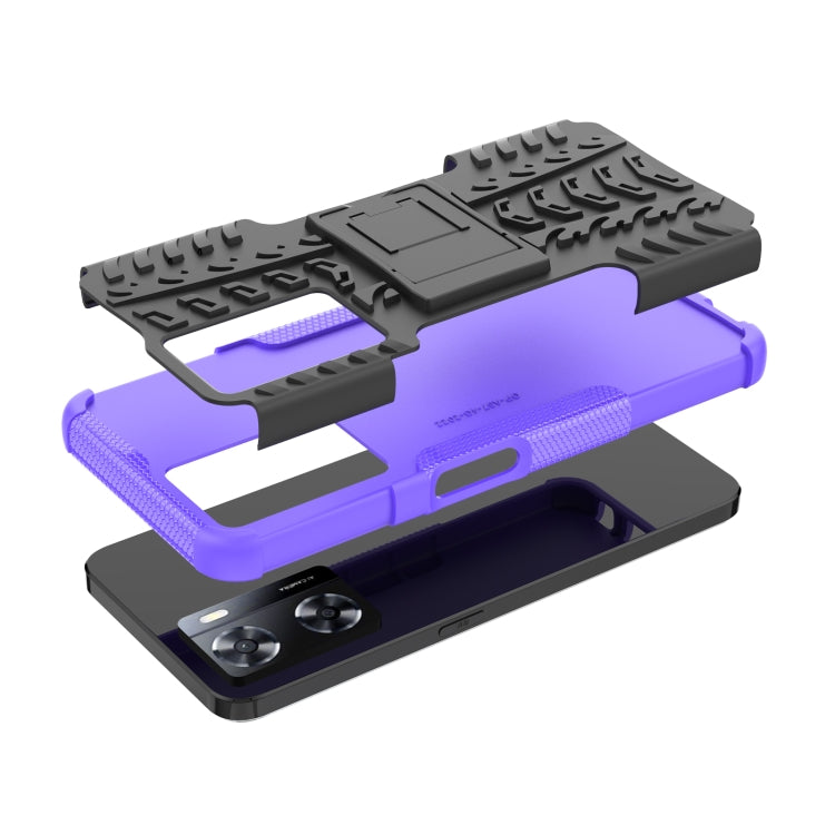 For OPPO A57 4G Tire Texture TPU + PC Phone Case with Holder