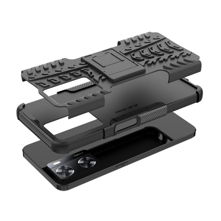 For OPPO A57 4G Tire Texture TPU + PC Phone Case with Holder