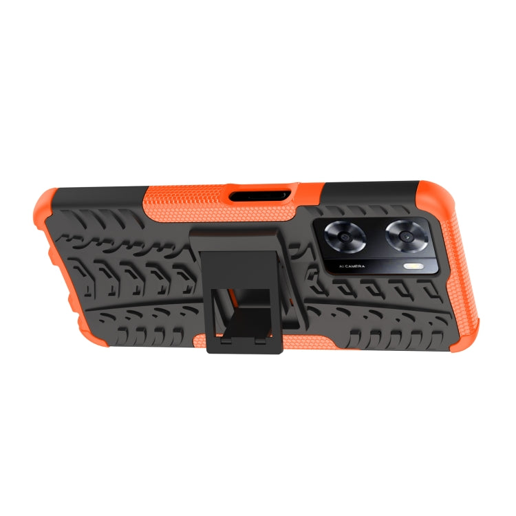 For OPPO A57 4G Tire Texture TPU + PC Phone Case with Holder