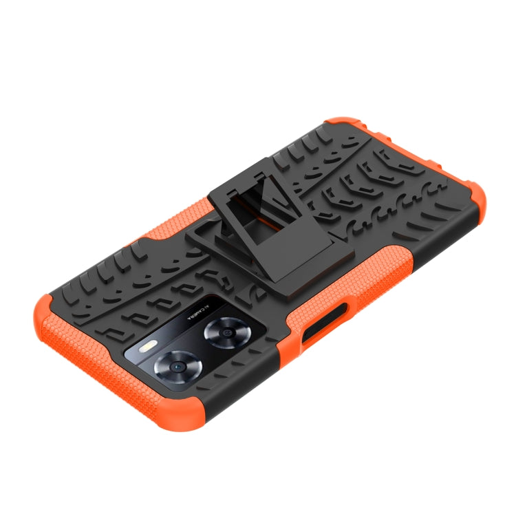 For OPPO A57 4G Tire Texture TPU + PC Phone Case with Holder