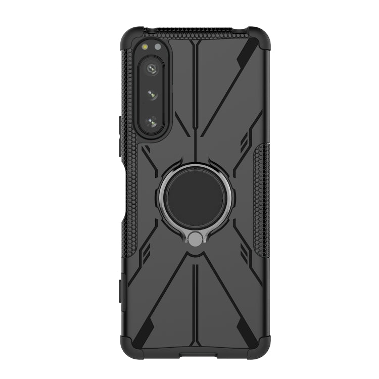 For Sony Xperia 5 IV Armor Bear Shockproof PC + TPU Phone Case with Ring