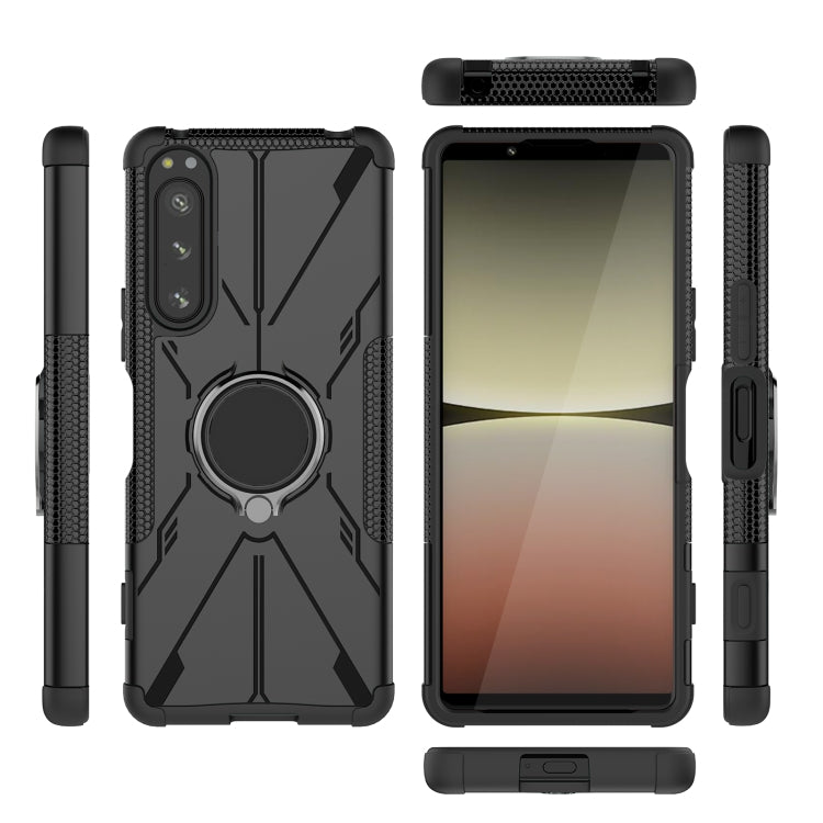 For Sony Xperia 5 IV Armor Bear Shockproof PC + TPU Phone Case with Ring