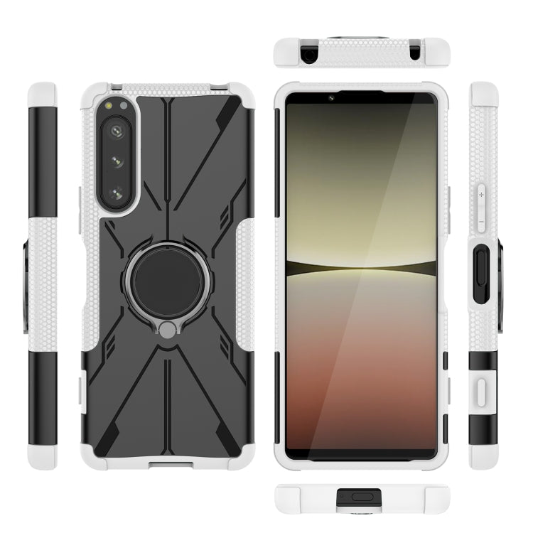For Sony Xperia 5 IV Armor Bear Shockproof PC + TPU Phone Case with Ring