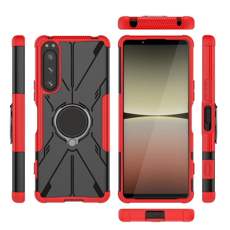 For Sony Xperia 5 IV Armor Bear Shockproof PC + TPU Phone Case with Ring