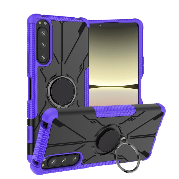 For Sony Xperia 5 IV Armor Bear Shockproof PC + TPU Phone Case with Ring