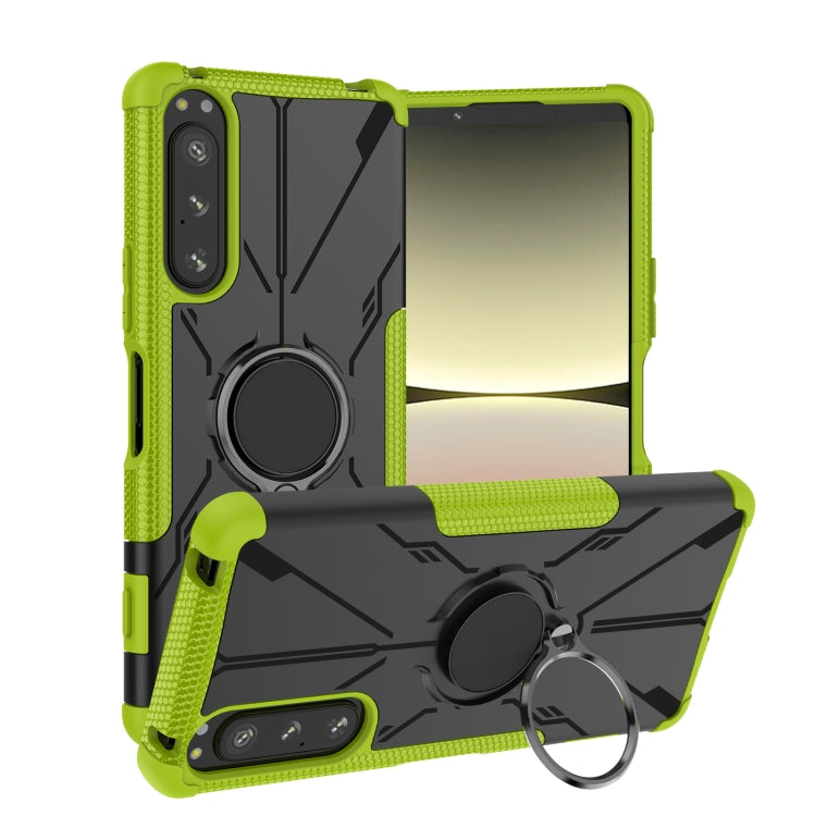 For Sony Xperia 5 IV Armor Bear Shockproof PC + TPU Phone Case with Ring