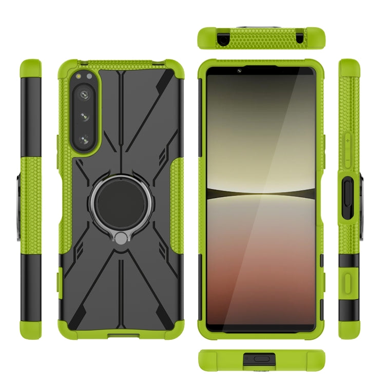 For Sony Xperia 5 IV Armor Bear Shockproof PC + TPU Phone Case with Ring