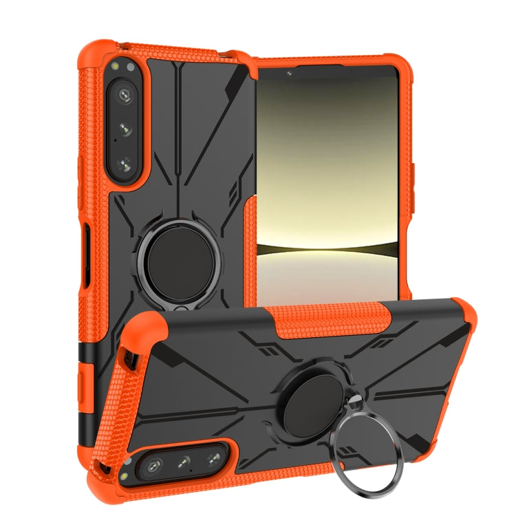 For Sony Xperia 5 IV Armor Bear Shockproof PC + TPU Phone Case with Ring
