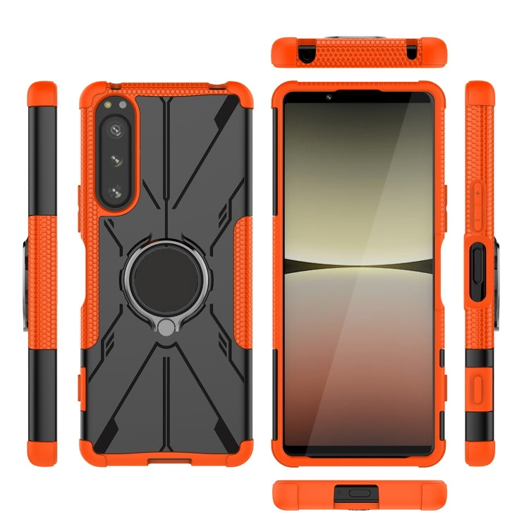 For Sony Xperia 5 IV Armor Bear Shockproof PC + TPU Phone Case with Ring