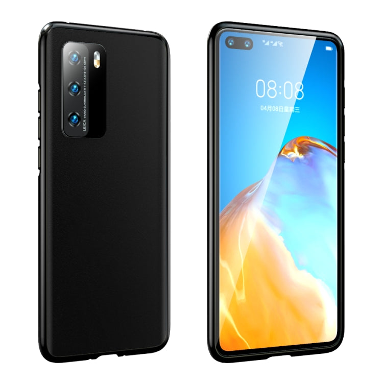 For Huawei P40 Leather Backboard + Metal Frame Buckle Anti-fall Protective Case
