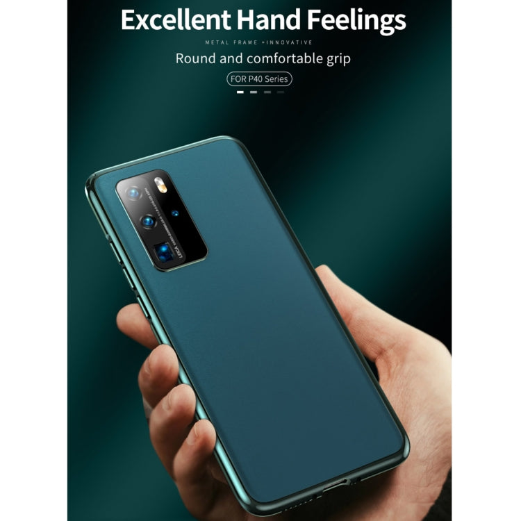 For Huawei P40 Leather Backboard + Metal Frame Buckle Anti-fall Protective Case