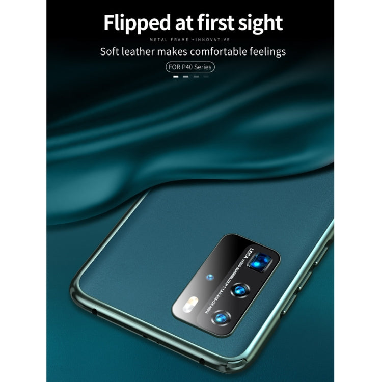 For Huawei P40 Leather Backboard + Metal Frame Buckle Anti-fall Protective Case