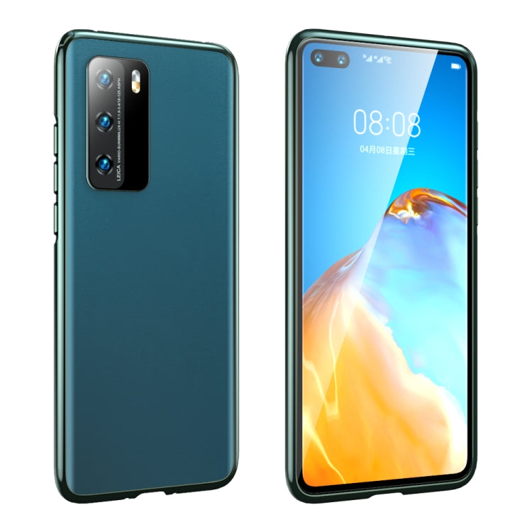For Huawei P40 Leather Backboard + Metal Frame Buckle Anti-fall Protective Case