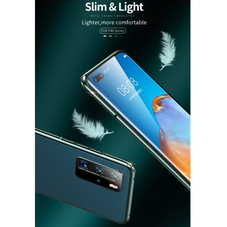 For Huawei P40 Leather Backboard + Metal Frame Buckle Anti-fall Protective Case