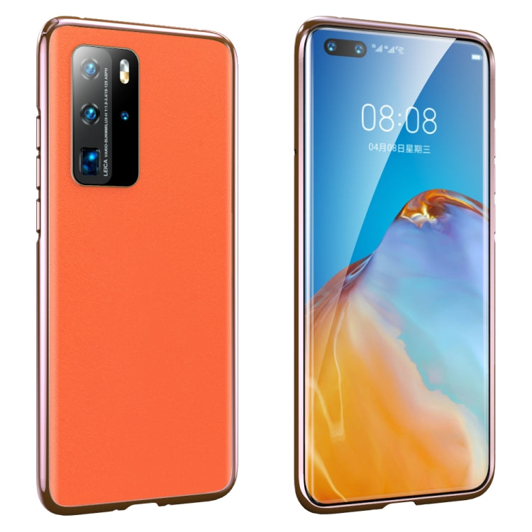 For Huawei P40 Pro Leather Backboard + Metal Frame Buckle Anti-fall Protective Case