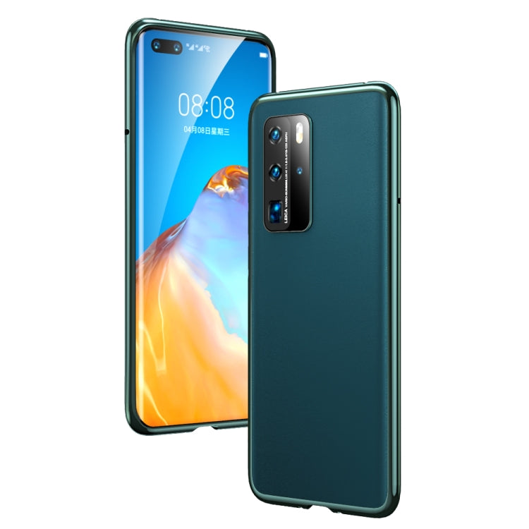 For Huawei P40 Pro Leather Backboard + Metal Frame Buckle Anti-fall Protective Case