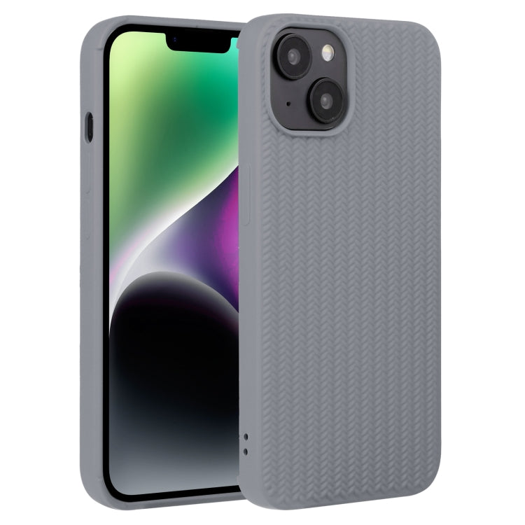 For iPhone 14 Plus Weave Texture Silicone Phone Case