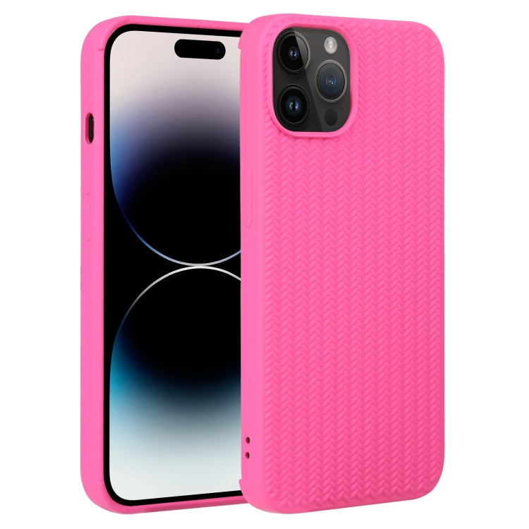 For iPhone 14 Pro Max Weave Texture Silicone Phone Case