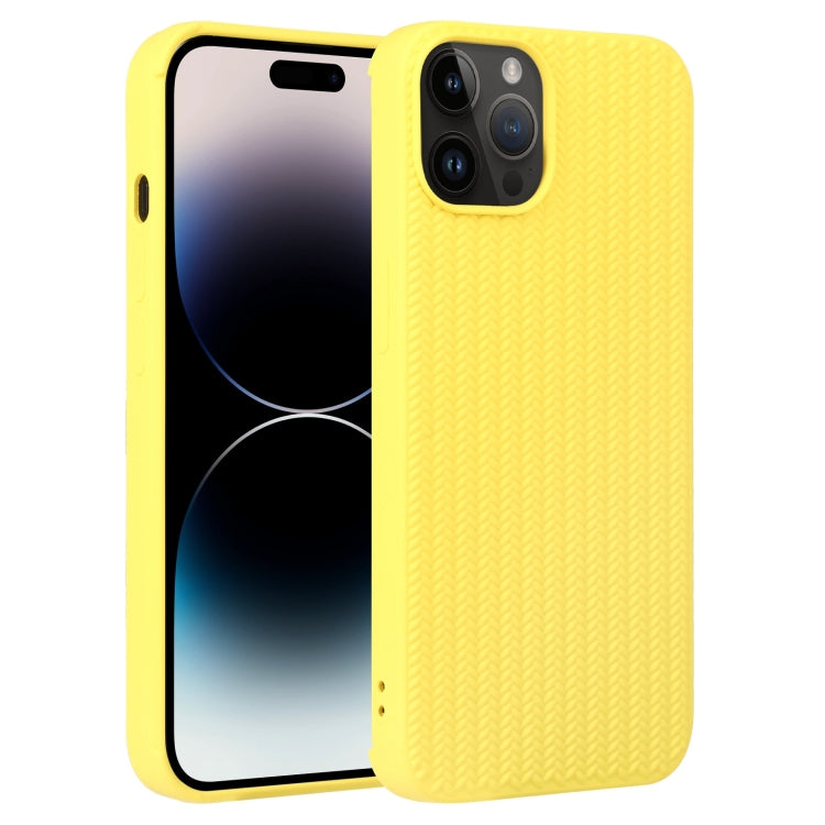 For iPhone 14 Pro Max Weave Texture Silicone Phone Case