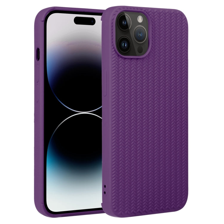 For iPhone 14 Pro Max Weave Texture Silicone Phone Case