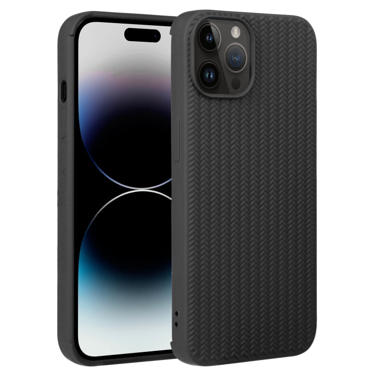 For iPhone 14 Pro Max Weave Texture Silicone Phone Case