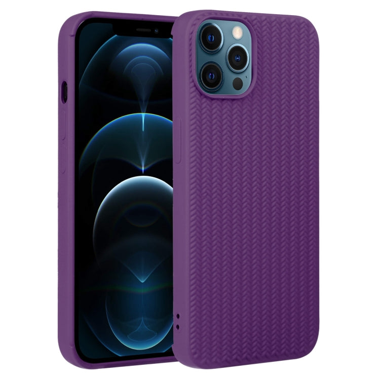 For iPhone 12 Pro Max Weave Texture Silicone Phone Case