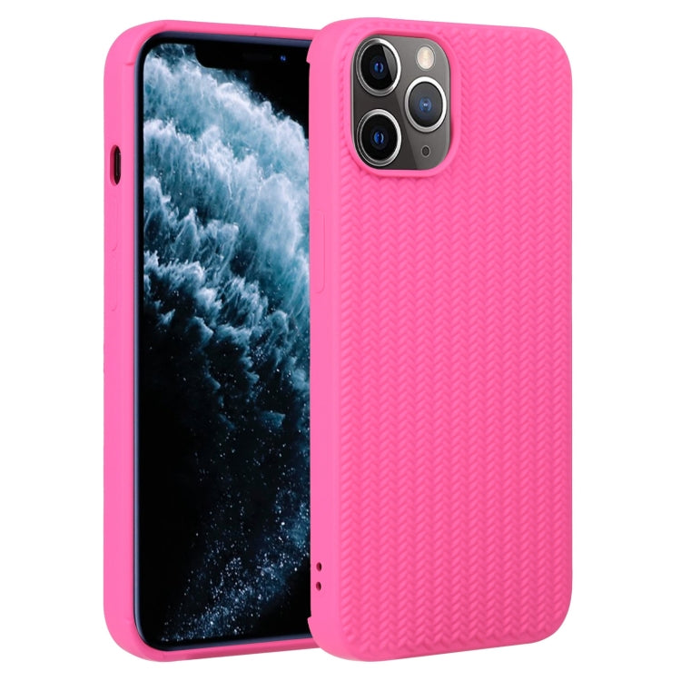 For iPhone 11 Pro Max Weave Texture Silicone Phone Case
