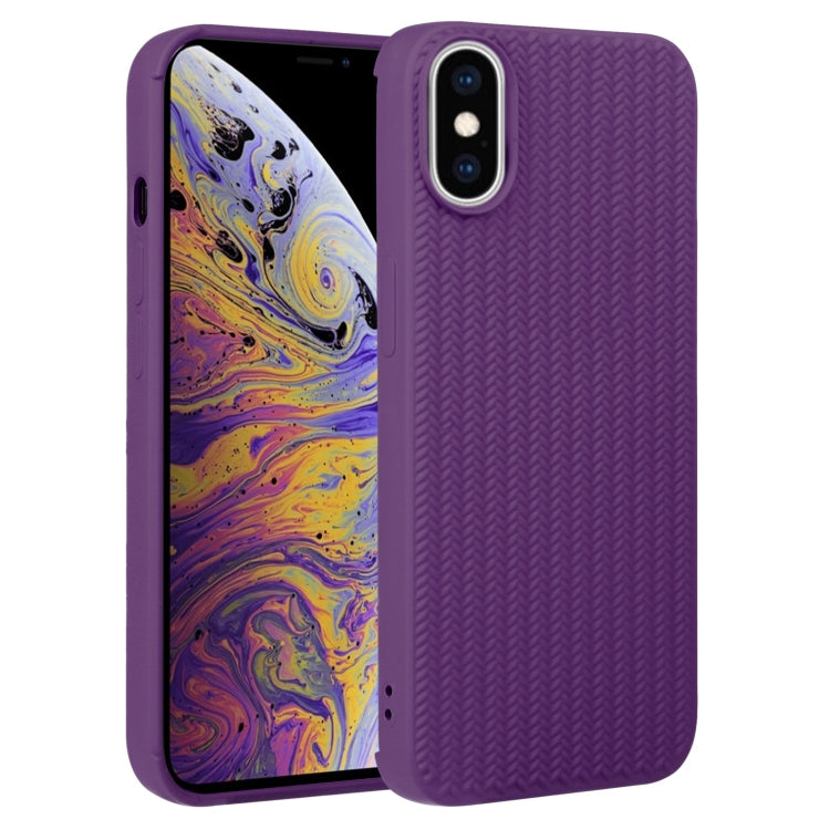 For iPhone XS Max Weave Texture Silicone Phone Case