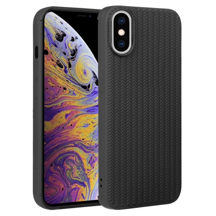 For iPhone XS Max Weave Texture Silicone Phone Case