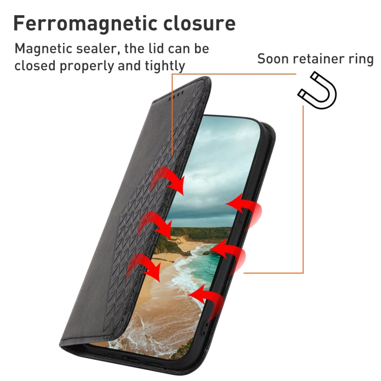 For Sharp Aquos Sense7 Plus Cubic Grid Calf Texture Magnetic Leather Phone Case