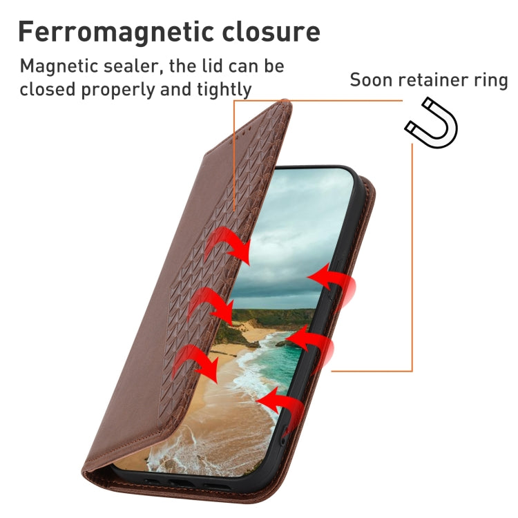 For Sharp Aquos Sense7 Plus Cubic Grid Calf Texture Magnetic Leather Phone Case