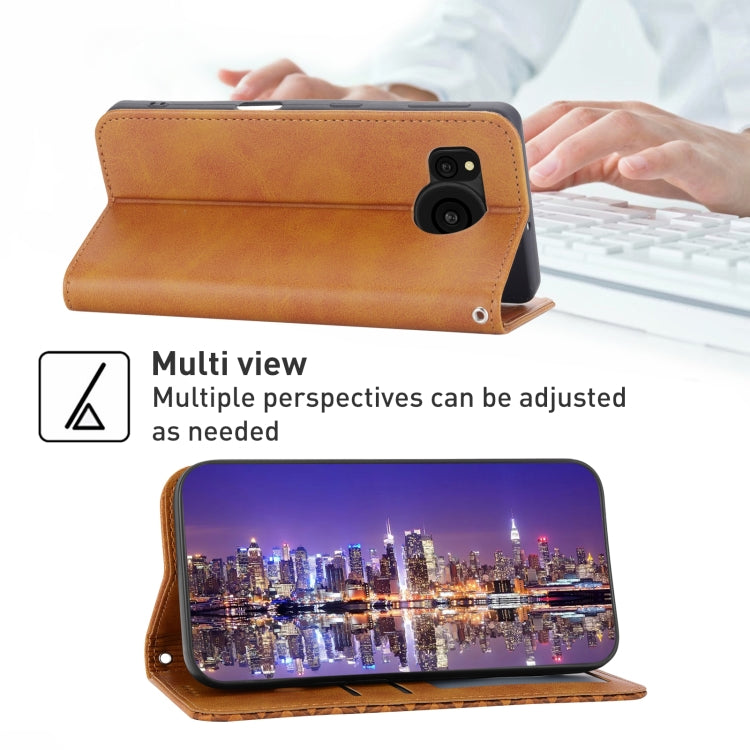 For Sharp Aquos Sense7 Plus Cubic Grid Calf Texture Magnetic Leather Phone Case