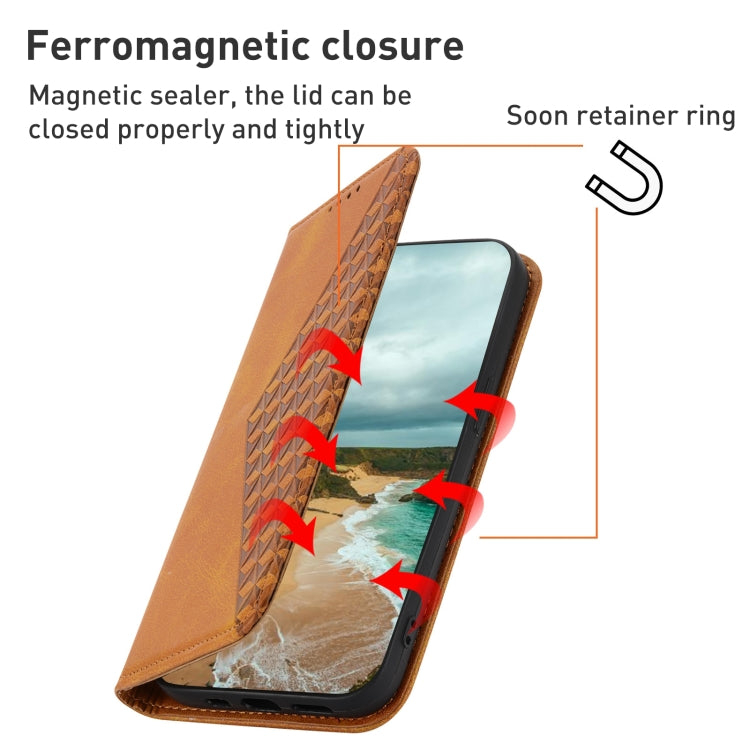 For Sharp Aquos Sense7 Plus Cubic Grid Calf Texture Magnetic Leather Phone Case