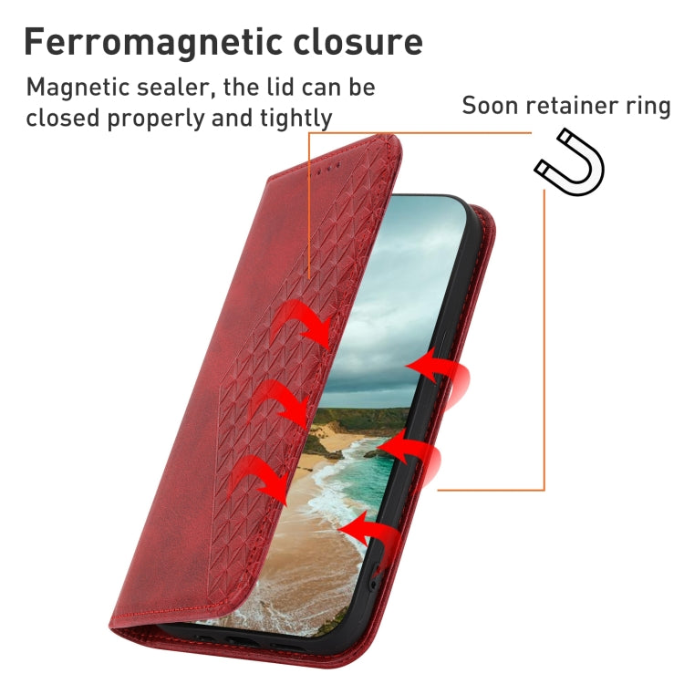 For Sharp Aquos Sense7 Cubic Grid Calf Texture Magnetic Leather Phone Case