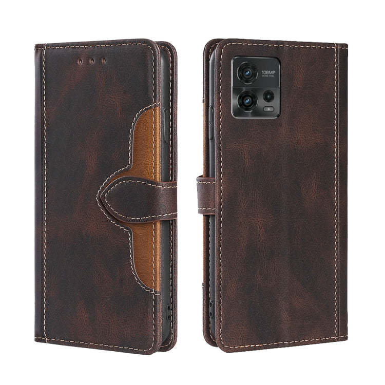 For Motorola Moto G72 4G Skin Feel Magnetic Buckle Leather Phone Case