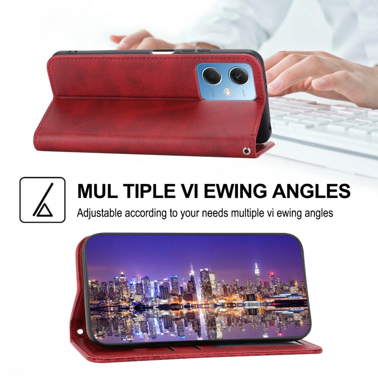 For Xiaomi Redmi Note 12 China Cubic Grid Calf Texture Magnetic Leather Phone Case
