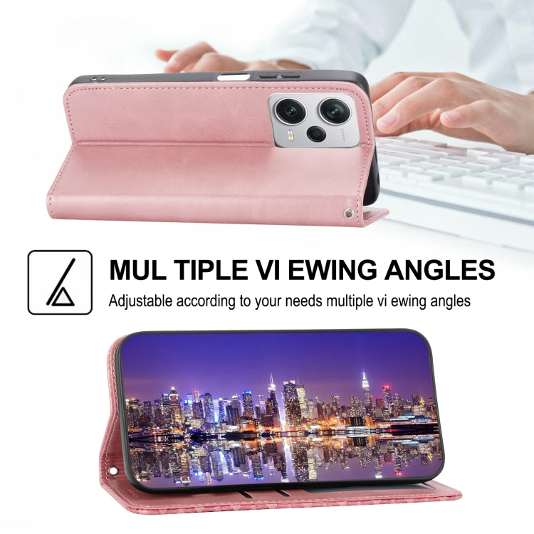For Xiaomi Redmi Note 12 Pro+ China Cubic Grid Calf Texture Magnetic Leather Phone Case