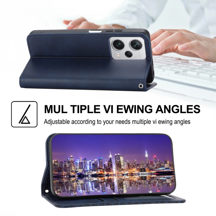 For Xiaomi Redmi Note 12 Pro+ China Cubic Grid Calf Texture Magnetic Leather Phone Case