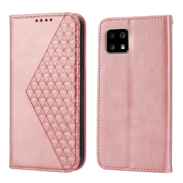For Motorola Moto G72 Cubic Grid Calf Texture Magnetic Leather Phone Case