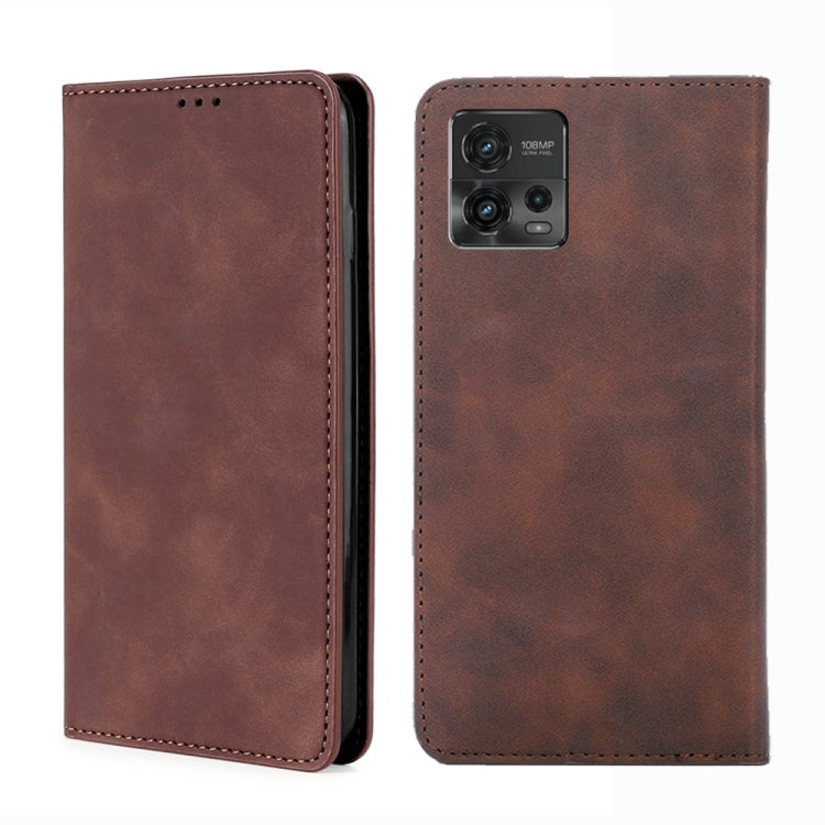 For Motorola Moto G72 4G Skin Feel Magnetic Horizontal Flip Leather Phone Case
